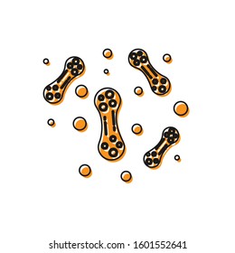 Orange Bacteria icon isolated on white background. Bacteria and germs, microorganism disease causing, cell cancer, microbe, virus, fungi.  Vector Illustration