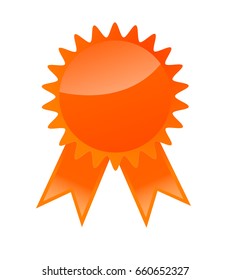 Orange badge on isolated white background. Vector illustration.