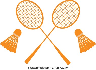 Оранжевые бадминтонные ракетки и Shuttlecocks Икона
