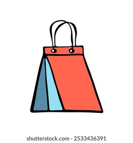 Orange bag. Blue bag with orange bow. Bags for fashion ads, seasonal sales, and store promotions. Sketch illustration. Vector image.