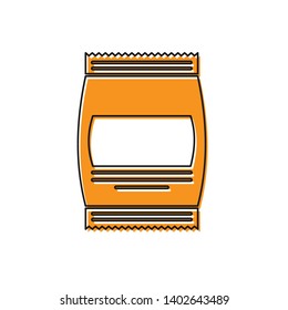 Orange Bag of food icon isolated on white background. Food for animals. Pet food package. Vector Illustration