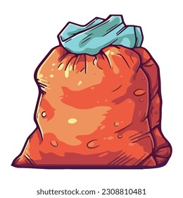 orange bag garbage packing icon isolated