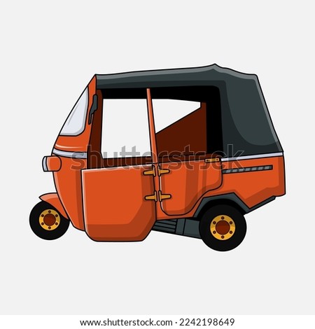 Orange Bajaj design vector illustration. Bajaj is a means of transportation that was often used in Indonesia in ancient times
