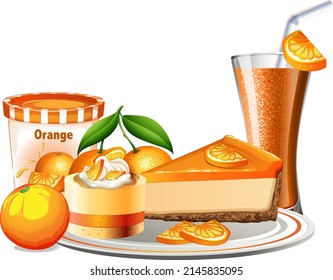 Orange bakery and beverage set  illustration