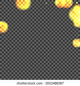 Orange Ball Background Transparent Vector. Flare Starburst Template. Sky Texture. Black Spot Elegant Design. Golden Sparks.