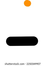 orange Ball and black  button on white background 