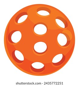 Icono de bola naranja vector de dibujos animados. Pintura del equipo de Pickleball. Diseño y juego