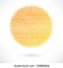 Orange ball with the texture of old paint. Abstract empty shape with gray drop shadow isolated on white background. Quickly and easy repaint it in any color. Vector illustration design element 10 eps