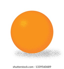 orange ball with textured grain shadows on white background