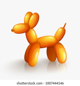 Orange balloon dog isolated on white background.