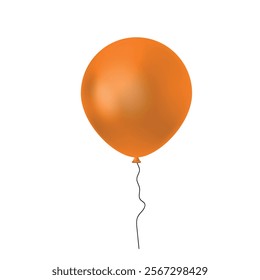 Orange balloon isolated on a white background. Party decoration for birthday and celebrations. Vector realistic colorful festive 3d helium balloons.