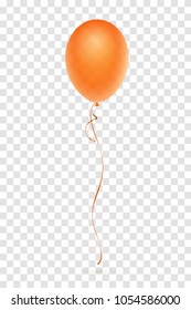 Orange Balloon With Ribbon On Transparent Background