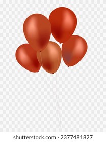 Orangefarbene Ballons einzeln auf transparentem Hintergrund. Vektorgrafik.