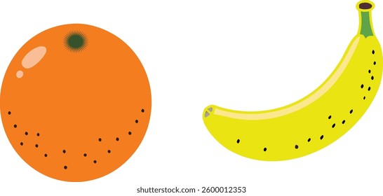 Orange and Banana vector illustration.