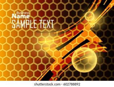 Orange banner abstract template for card. Metal Background with waves and reflections. Business background, silver, illustration. Illustration of abstract background with a metallic element