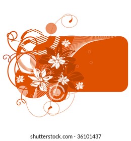 Orange banner with flowers. Vector illustration