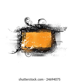 Orange banner in grunge style