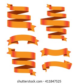 Orange Banner ribbon vector set