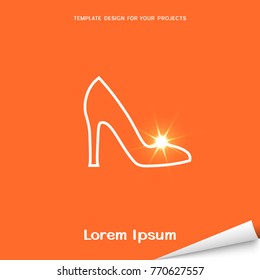 Orange banner with spike heels shoe icon