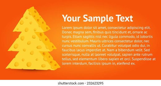 Orange banner with tree made from cheese