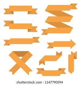 Orange banners and arrows. Vector illustration isolated on white background