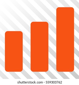 Orange Bar Chart Increase toolbar icon. Vector pictogram style is a flat symbol on diagonal hatch transparent background.