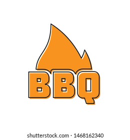 Orange Barbecue fire flame icon isolated on white background. Heat symbol. BBQ grill party. Vector Illustration