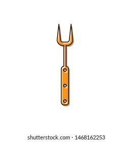 Orange Barbecue fork icon isolated on white background. BBQ fork sign. Barbecue and grill tool. Vector Illustration