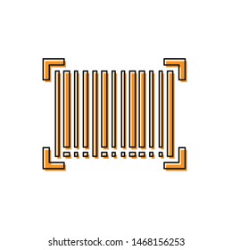 Orange Barcode icon isolated on white background.  Vector Illustration