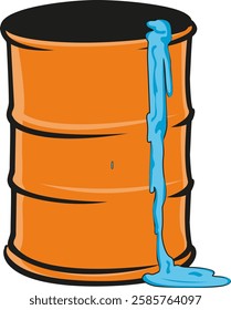 orange barrel with leaking toxic waste 