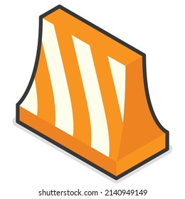 orange barrier kawaii doodle isometric vector illustration