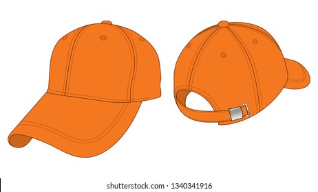 Orange Baseball Cap for Template
: Perspective view