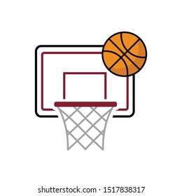 Orange basket ball vector icon. Flat sign for mobile concept and web design. Basketball Ball and Hoop icon. Symbol, logo illustration.