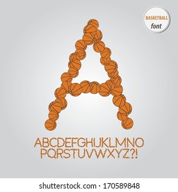 Orange Basketball Alphabet Vector