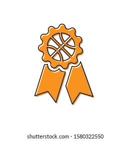 Orange Basketball award icon isolated on white background.  Vector Illustration