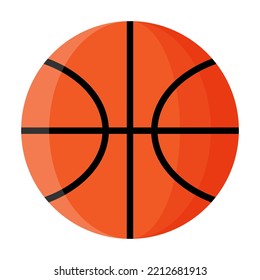 Orange basketball ball. 3x3 Basketball sport equipment. Summer games. Vector cartoon isolated illustration.