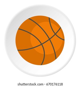 Orange basketball ball icon in flat circle isolated vector illustration for web