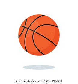 Orange Basketball ball isolated on white background. Sport equipment icon. Flat vector illustration.