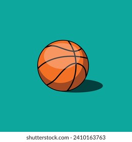 Orange Basketball ball isolated on background. Sport equipment icon. Flat design vector illustration.