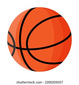 Orange basketball ball with stripes. 3x3 Basketball sport equipment. Summer games. Vector cartoon isolated illustration.