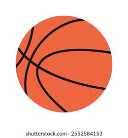 Orange basketball ball. Vector illustration isolated on white background, hand drawn, flat design