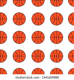 Orange basketball balls seamless vector pattern background