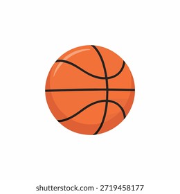 Ein orangefarbener Basketball mit schwarzen Linien, zentriert auf weißem Hintergrund