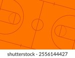 Orange basketball court. Basketball court top view