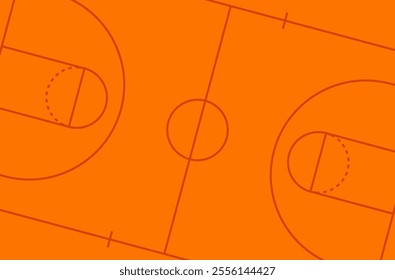 Orange basketball court. Basketball court top view