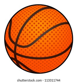 An orange basketball with exaggerated dimples/texture.