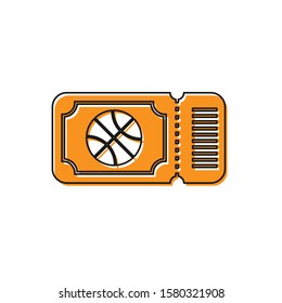 Orange Basketball game ticket icon isolated on white background.  Vector Illustration