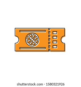Orange Basketball game ticket icon isolated on white background.  Vector Illustration