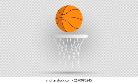 Orange basketball in hoop .isolated on transparent background   ,Vector illustration EPS 10