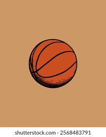 Orange Basketball Illustration on Solid Background